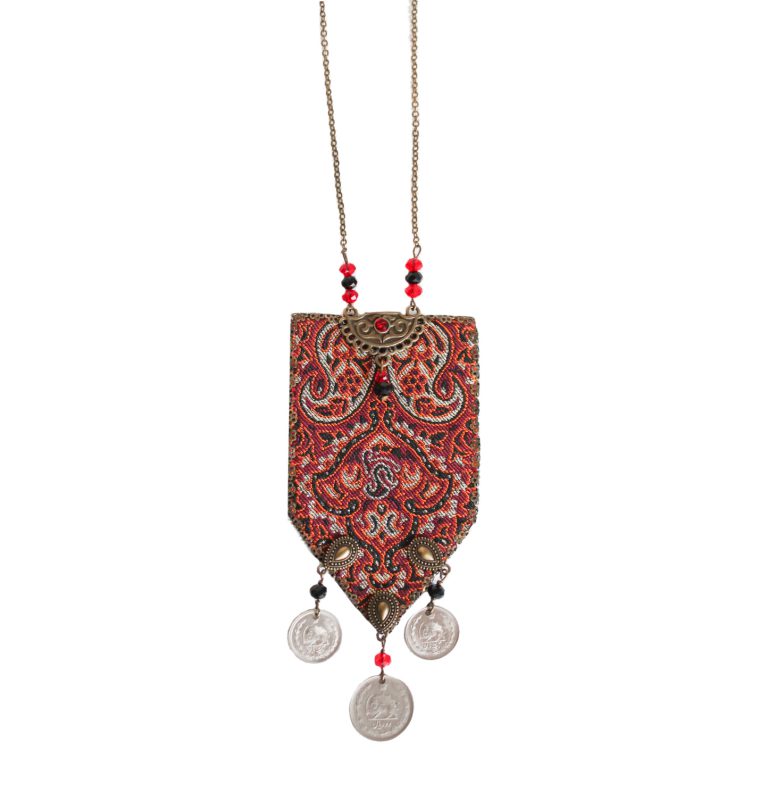 گردنبند قلمکار بلند سکه ای