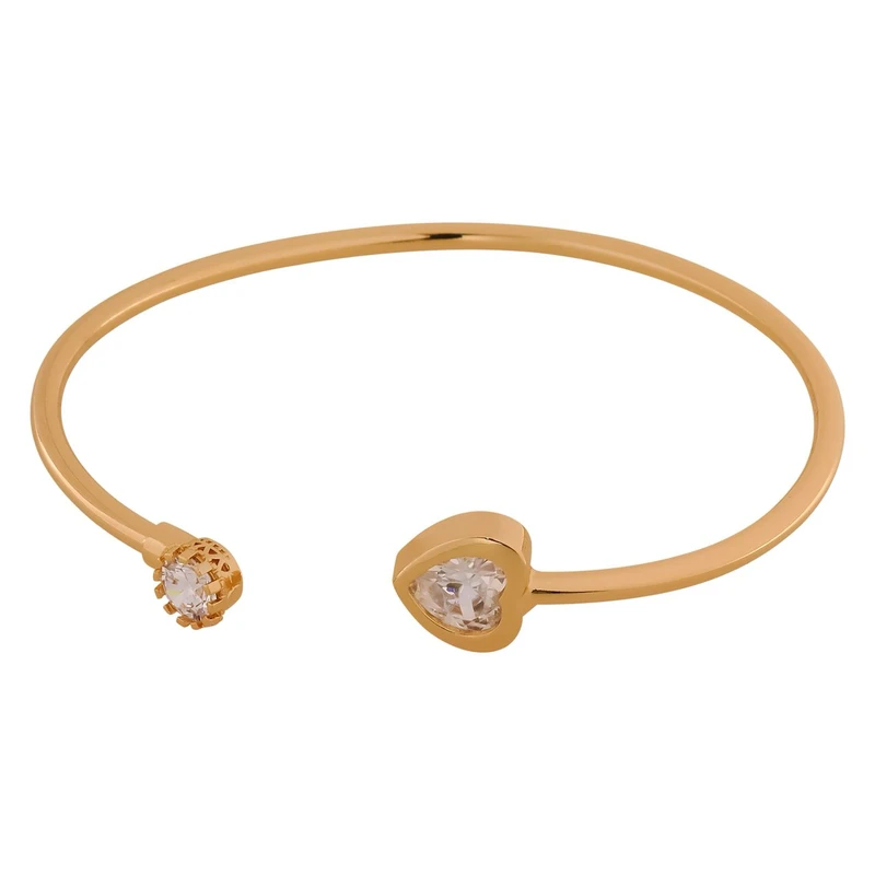 دستبند النگویی زنانه مدل قلب نگین دار